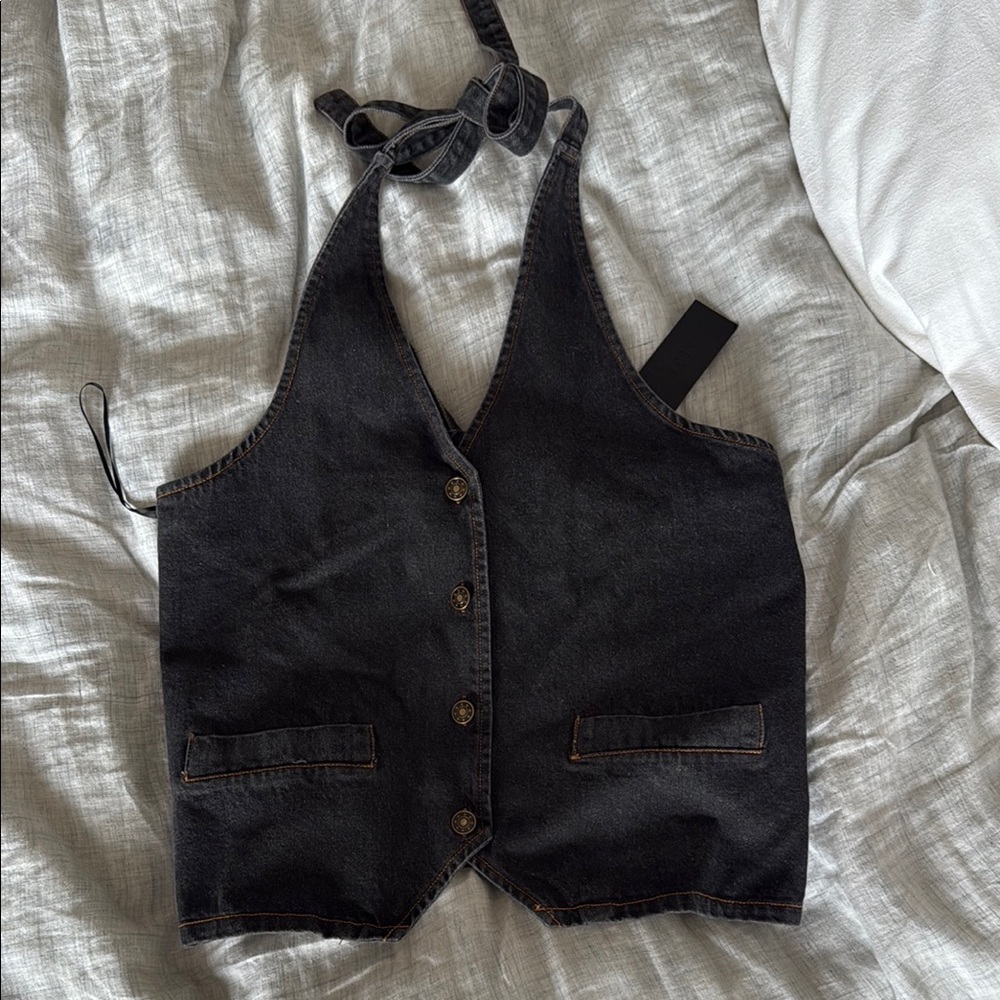 Lioness Dark Denim Halter Vest